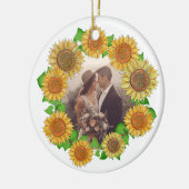 Elegant Boho Sunflower Rustic Personalized Wedding Keramisch Ornament (Links)