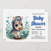 Elegant Boho Surprise Zebra Boy Baby shower Kaart (Voorkant / Achterkant)