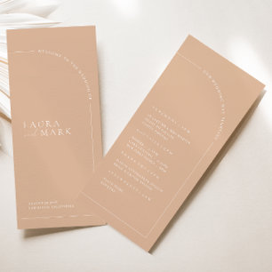 Elegant Boho Tan Minimal Bruiloft Ceremonie Progra