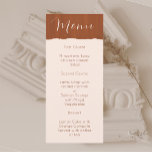 Elegant Boho Terra Cotta Wedding Menu<br><div class="desc">Met een mooi faux glas met Terra cotta zijn deze trouwmenu's modern en stijlvol. Eenvoudig te lezen voor uw gasten en eenvoudig aan te passen. Vind overeenkomende trouwobjecten in mijn winkel.</div>