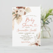 Elegant Boho Terracota White Floral Baby shower Kaart (Staand voorkant)