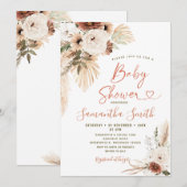 Elegant Boho Terracota White Floral Baby shower Kaart (Voorkant / Achterkant)