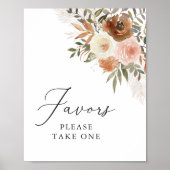 Elegant Boho Terracotta Bloemen gunsten teken Poster (Voorkant)