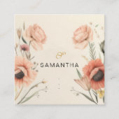Elegant Boho Terracotta Bloemenperzik Vierkante Visitekaartje (Voorkant)
