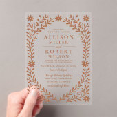 Elegant Boho Terracotta Floral Wedding Acryl Uitnodigingen (Insitu (Draagbaar))