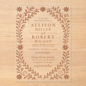 Elegant Boho Terracotta Floral Wedding Acryl Uitnodigingen (Voorkant)