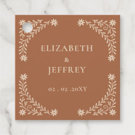 Elegant Boho Terracotta Floral Wedding Bedankjes Labels