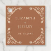 Elegant Boho Terracotta Floral Wedding Bedankjes Labels (Voorkant)