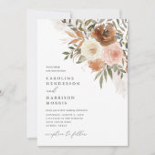 Elegant Boho Terracotta Floral Wedding Invitation Kaart (Voorkant)