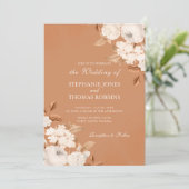 Elegant Boho Terracotta Floral Wedding Invitation Kaart (Staand voorkant)