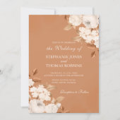 Elegant Boho Terracotta Floral Wedding Invitation Kaart (Voorkant)