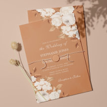 Elegant Boho Terracotta Floral Wedding Invitation