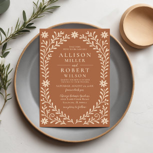 Elegant Boho Terracotta Floral Wedding Kaart