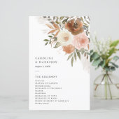 Elegant Boho Terracotta Floral Wedding Programma (Staand voorkant)