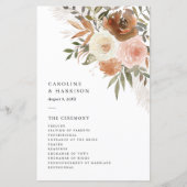 Elegant Boho Terracotta Floral Wedding Programma (Voorkant)