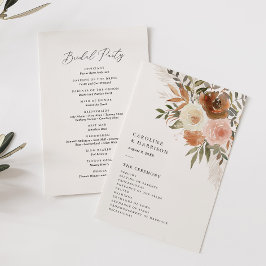 Elegant Boho Terracotta Floral Wedding Programma
