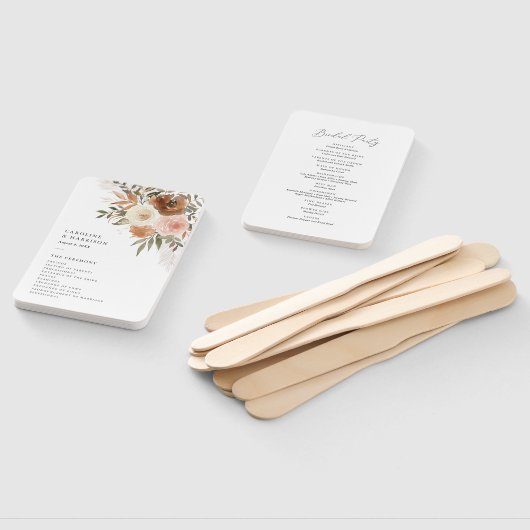 Elegant Boho Terracotta Floral Wedding Programma Handwaaier (Niet-gemonteerd)