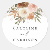 Elegant Boho Terracotta Floral Wedding Ronde Sticker (Voorkant)