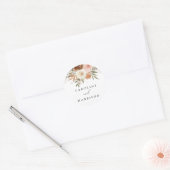 Elegant Boho Terracotta Floral Wedding Ronde Sticker (Envelop)
