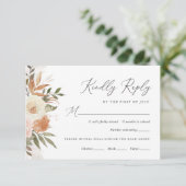 Elegant Boho Terracotta Floral Wedding RSVP Kaartje (Staand voorkant)