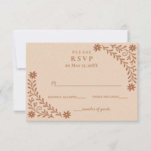 Elegant Boho Terracotta Floral Wedding RSVP Kaartje (Voorkant)