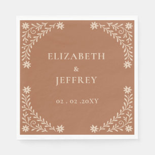 Elegant Boho Terracotta Floral Wedding Servet