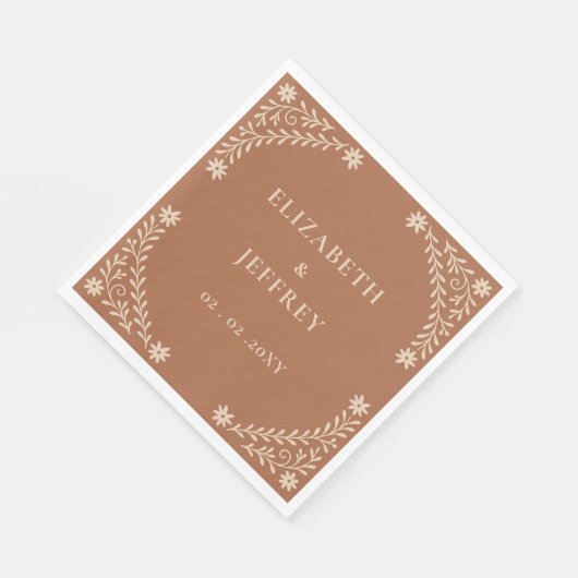 Elegant Boho Terracotta Floral Wedding Servet (Hoek)
