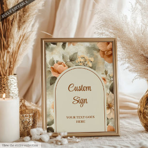Elegant Boho Terracotta Ivoor Salie Bloemstuk Cust Poster