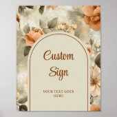 Elegant Boho Terracotta Ivory Sage Floral Custom Poster (Voorkant)