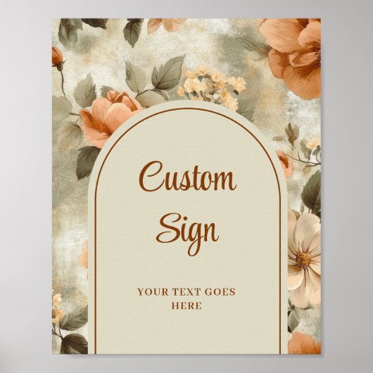 Elegant Boho Terracotta Ivory Sage Floral Custom Poster (Voorkant)