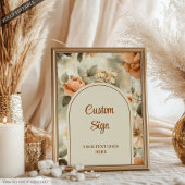 Elegant Boho Terracotta Ivory Sage Floral Custom Poster