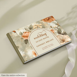 Elegant Boho Terracotta Ivory Sage Floral Wedding Gastenboek