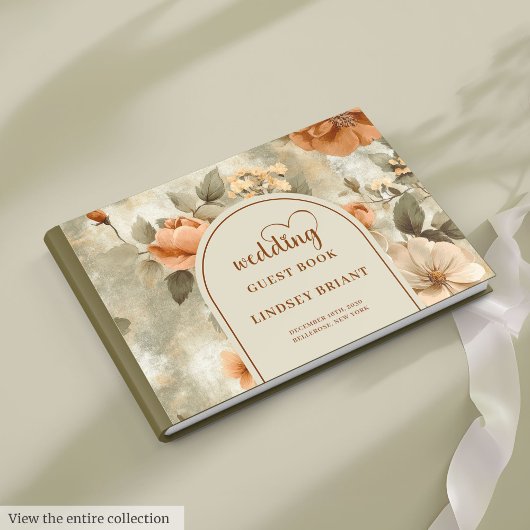 Elegant Boho Terracotta Ivory Sage Floral Wedding  Gastenboek