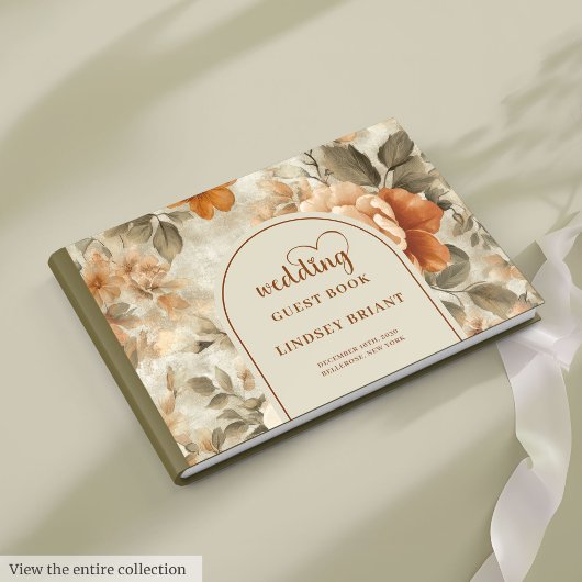 Elegant Boho Terracotta Ivory Sage Floral Wedding  Gastenboek