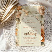 Elegant Boho Terracotta Ivory Sage Floral Wedding  Kaart