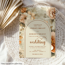 Elegant Boho Terracotta Ivory Sage Floral Wedding Kaart