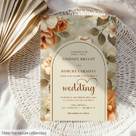 Elegant Boho Terracotta Ivory Sage Floral Wedding Kaart