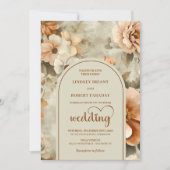 Elegant Boho Terracotta Ivory Sage Floral Wedding Kaart (Voorkant)
