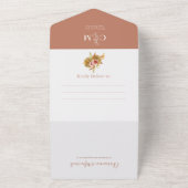 Elegant Boho Terracotta Monogram QR Code Bruiloft All In One Uitnodiging (Buitenkant)