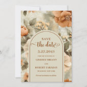 Elegant Boho Terracotta Sage Floral Save The Date Kaart (Voorkant)
