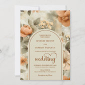 Elegant Boho Terracotta Sage Floral Wedding Invite Kaart (Voorkant)
