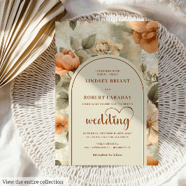 Elegant Boho Terracotta Sage Floral Wedding Invite Kaart