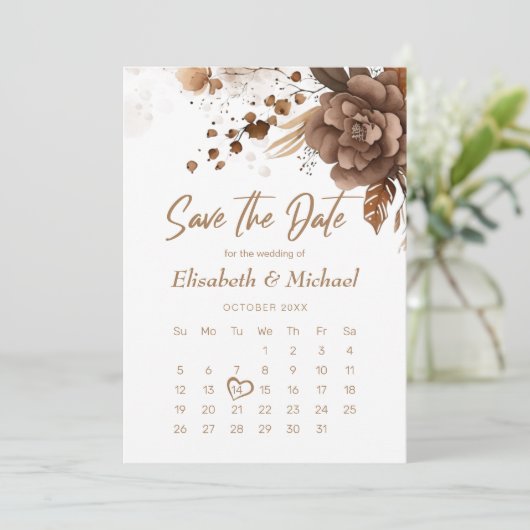 Elegant Boho Terracotta Save The Date Bruiloft Kaart (Staand voorkant)