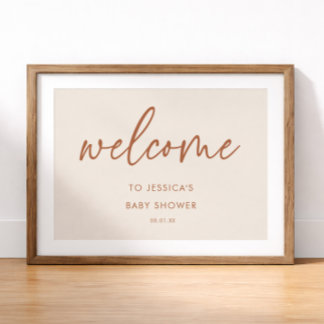 Elegant Boho Terracotta Welkom Bord Baby Shower Poster