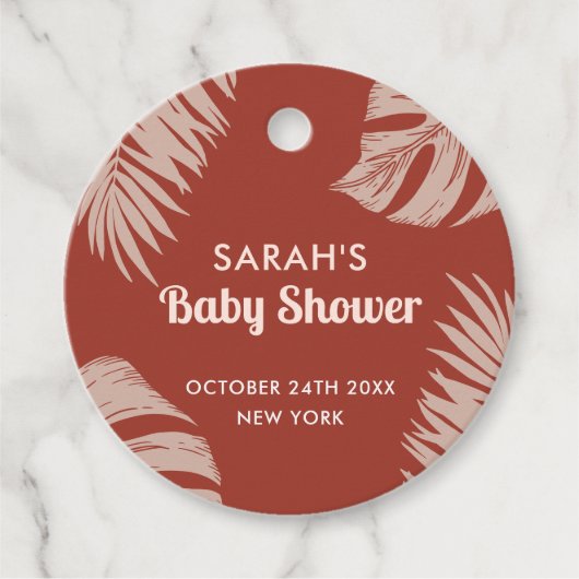 Elegant Boho Tropical Leaves Baby shower Bedankjes Labels (Voorkant)