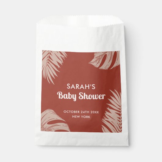 Elegant Boho Tropical Leaves Baby shower Bedankzakje (Voorkant)