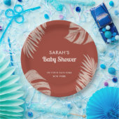 Elegant Boho Tropical Leaves Baby shower Papieren Bordje (Feest)