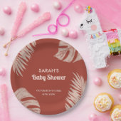 Elegant Boho Tropical Leaves Baby shower Papieren Bordje (Feest)