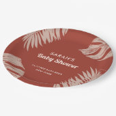 Elegant Boho Tropical Leaves Baby shower Papieren Bordje (Gekanteld)