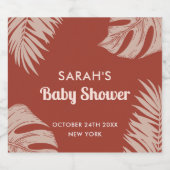 Elegant Boho Tropical Leaves Baby shower Sparkling Wijnetiket (Enkel label)